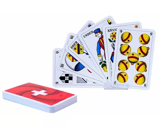 Schweizer Kreuz Jasskarten Plastikbox