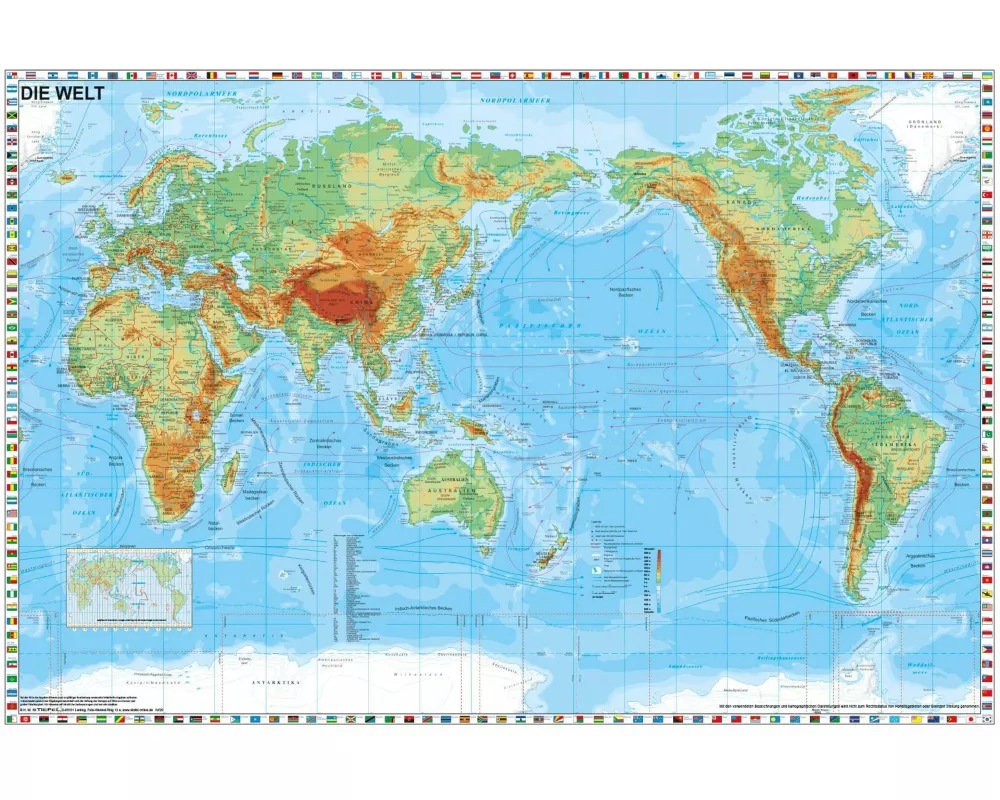 Weltkarte pazifikständisch physisch