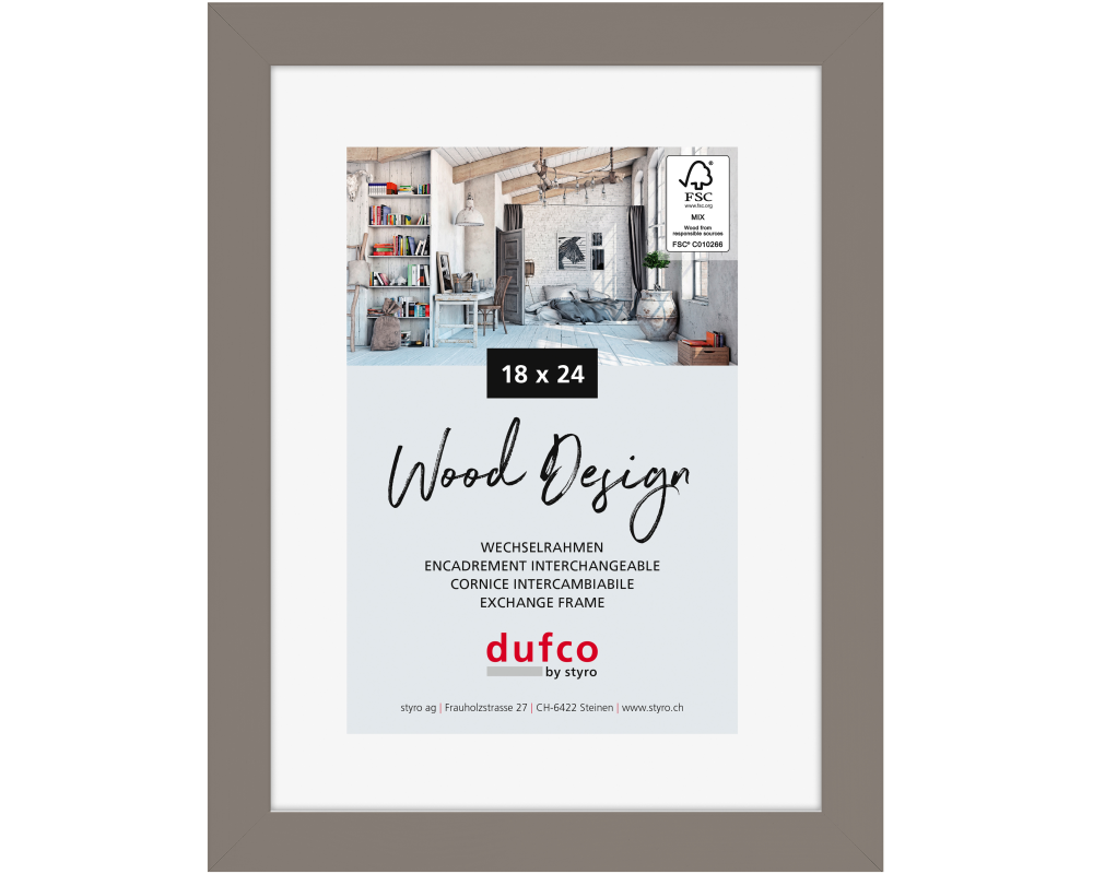 DUFCO Holz-Bilderrahmen 18x24cm 1610.80662 Toronto grau