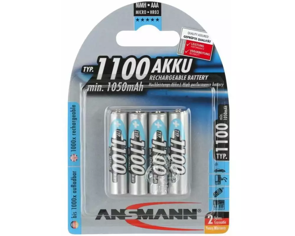 Ansmann Akku Typ 1100 NiMH AAA 1100 mAh, 4 Stück