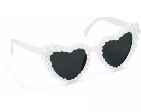 Partydeco Partybrille Herz, 13.5 x 5 x 13 cm, Weiss