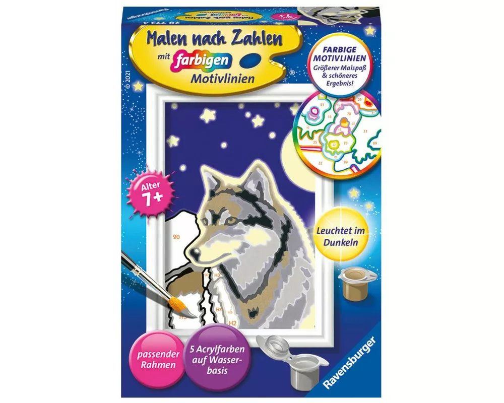 CreArt, Malen nach Zahlen Kinder - Wolfsportrait