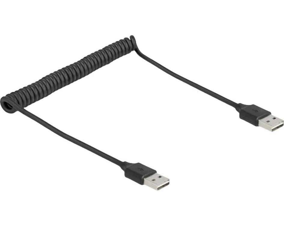 Delock USB 2.0-Spiralkabel USB-A - USB-A 0.8 m
