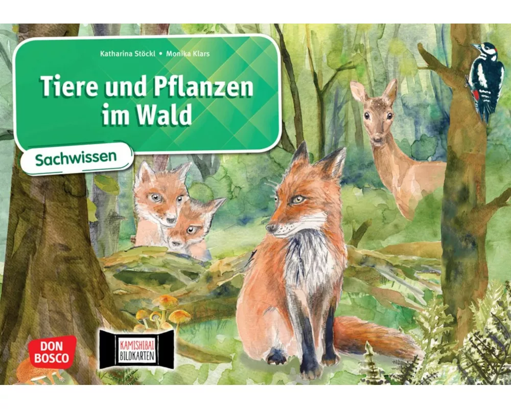 Tiere und Pflanzen im Wald. Kamishibai Bildkartenset