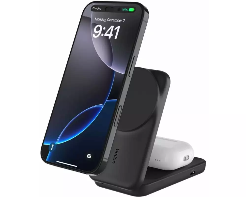 Belkin Wireless Charger UltraCharge 2in1 eckig, Schwarz