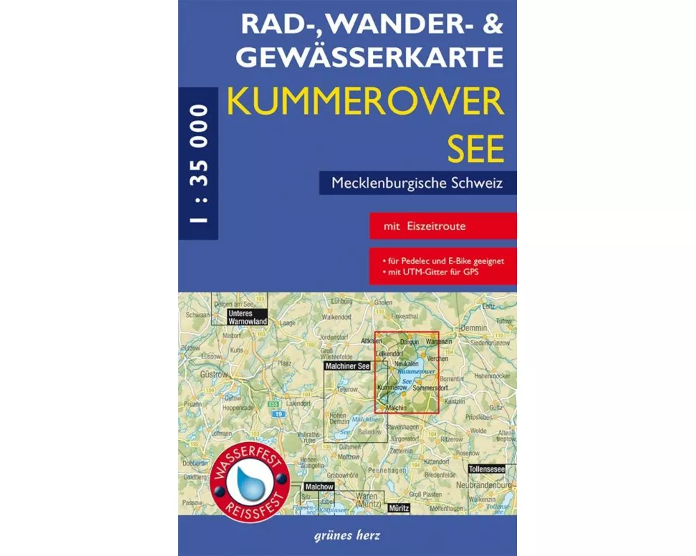 Rad-, Wander- und Gewässerkarte Kummerower See - Mecklenburgische Schweiz 1:35.000