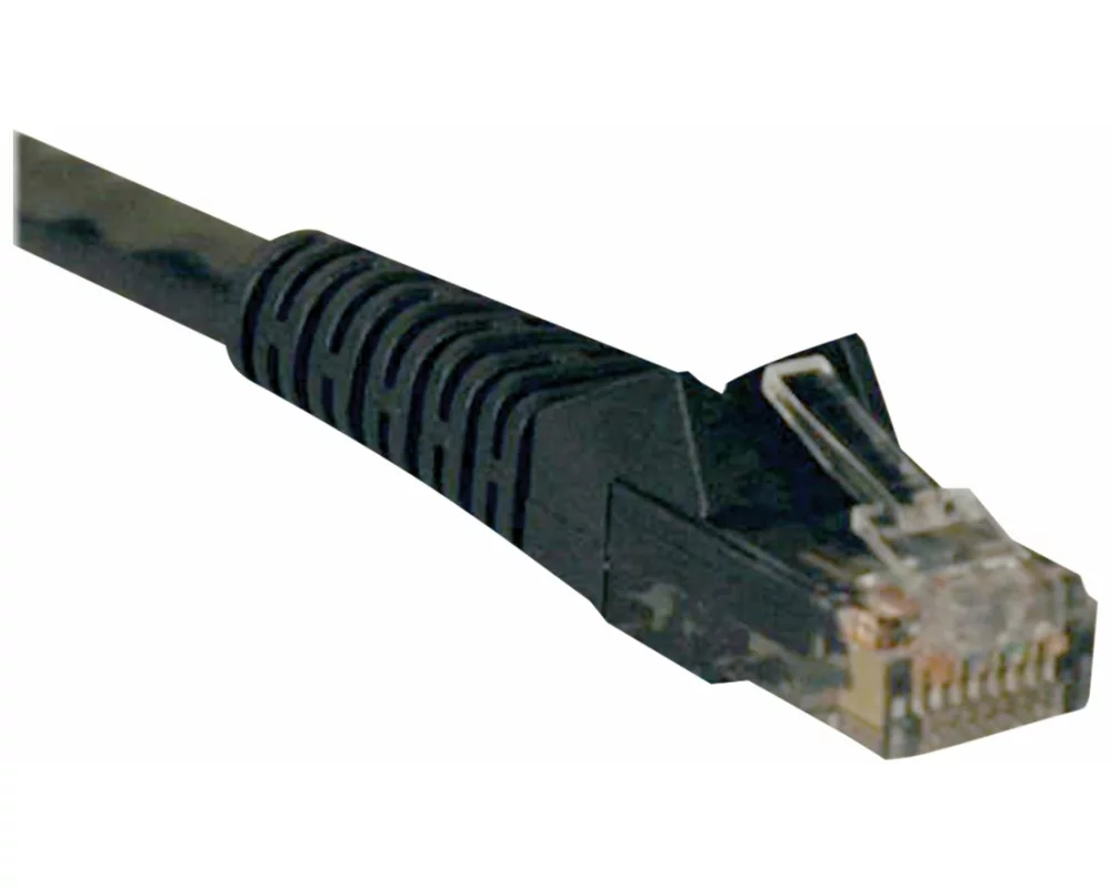 EATON TRIPPLITE Cat6, Gigabit, Snagless, Molded, UTP Ethernet Cable, RJ45, M/M, Black, 1ft. 0.31m