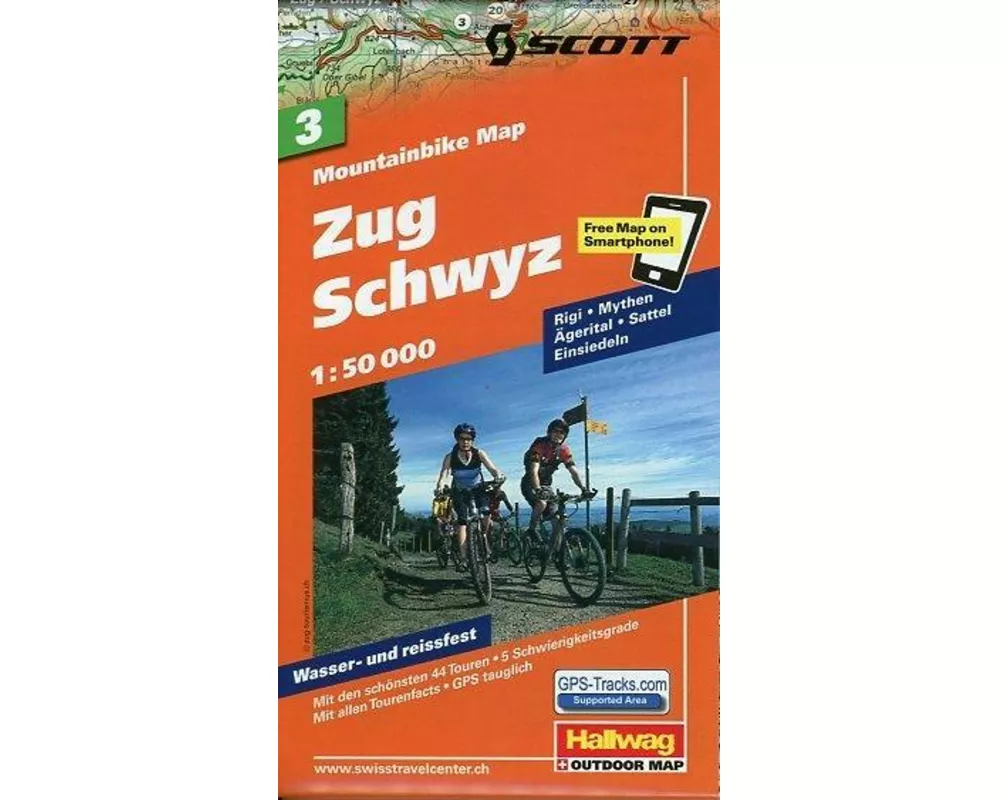Hallwag Mountainbike-Karte 3 Zug, Schwyz 1:50.000