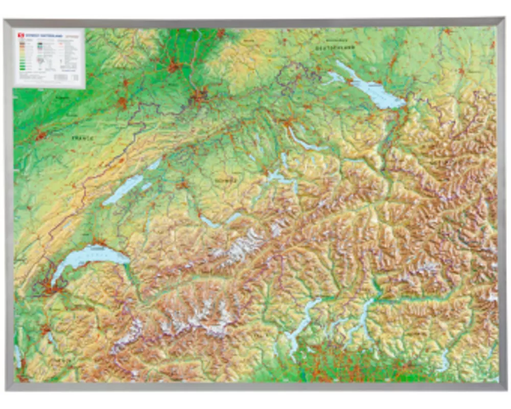 Schweiz 1 : 500 000 mit Aluminium Rahmen