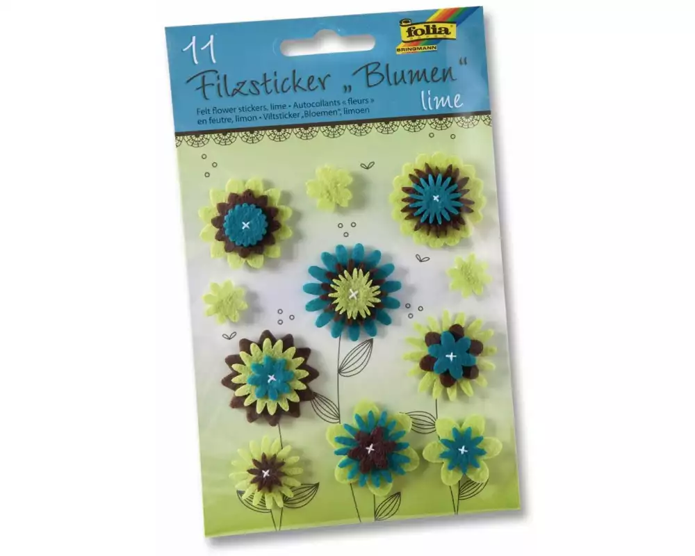 Folia Motivsticker Blumen Lime Blau/Hellgrün 11 Stück