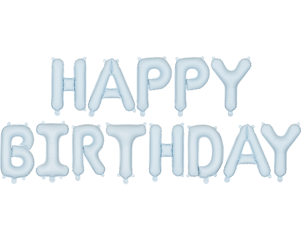 PARTYDECO Folienballon 340x35cm FB6T-001J Happy Birthday hellblau