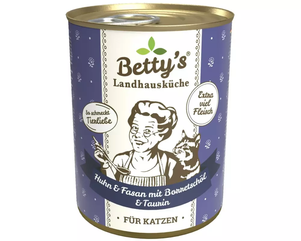 Betty's Landhausküche Nassfutter Huhn & Fasan mit Borretschöl, 400 g
