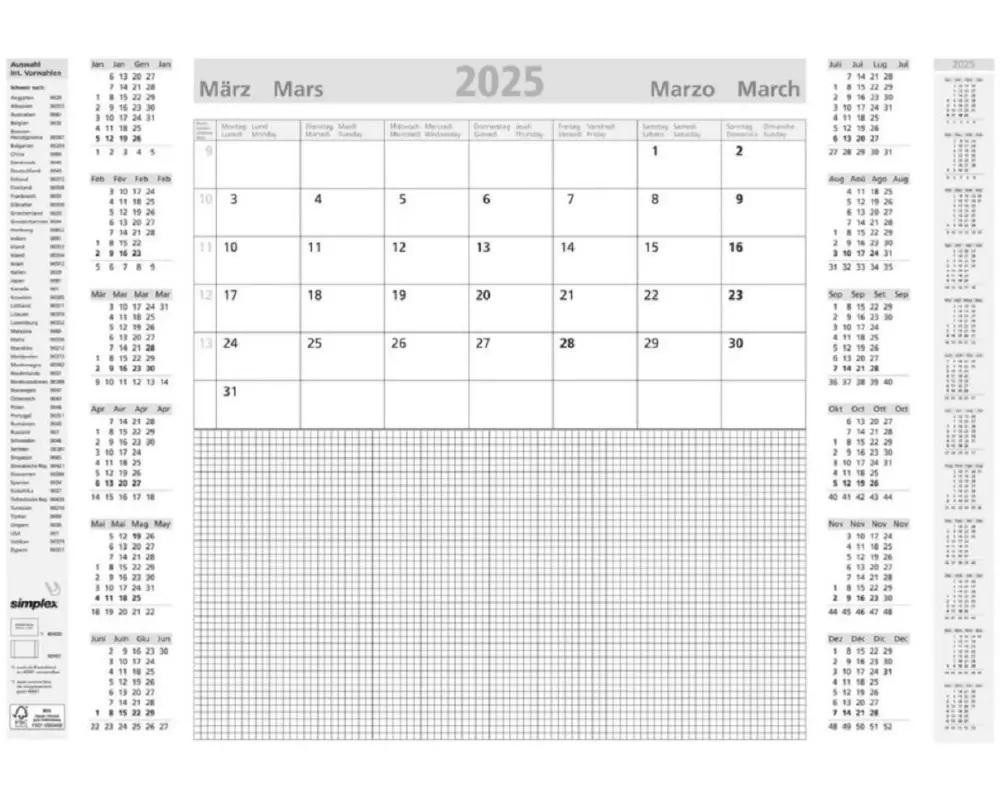 Simplex Schreibunterlage A2 2025