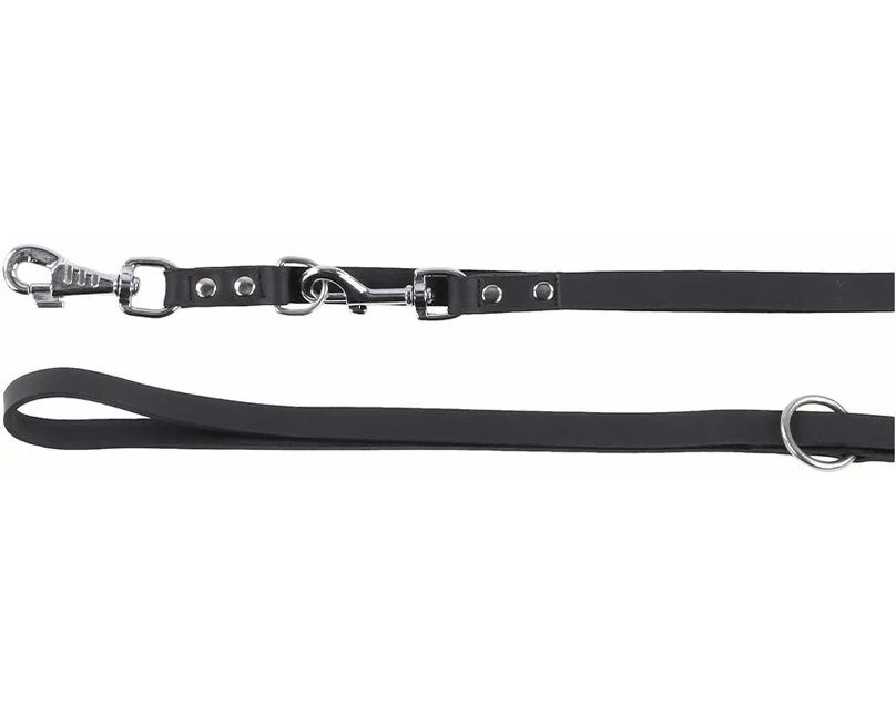 Flamingo verstellbare Führleine Seattle aus Leder schwarz 200x1.2cm