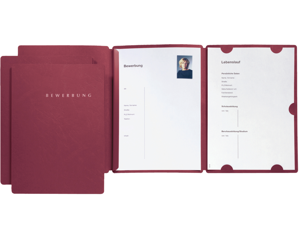 PAGNA Bewerbungsmappe Select 22016-01 rot 3-teilig 3 Stück