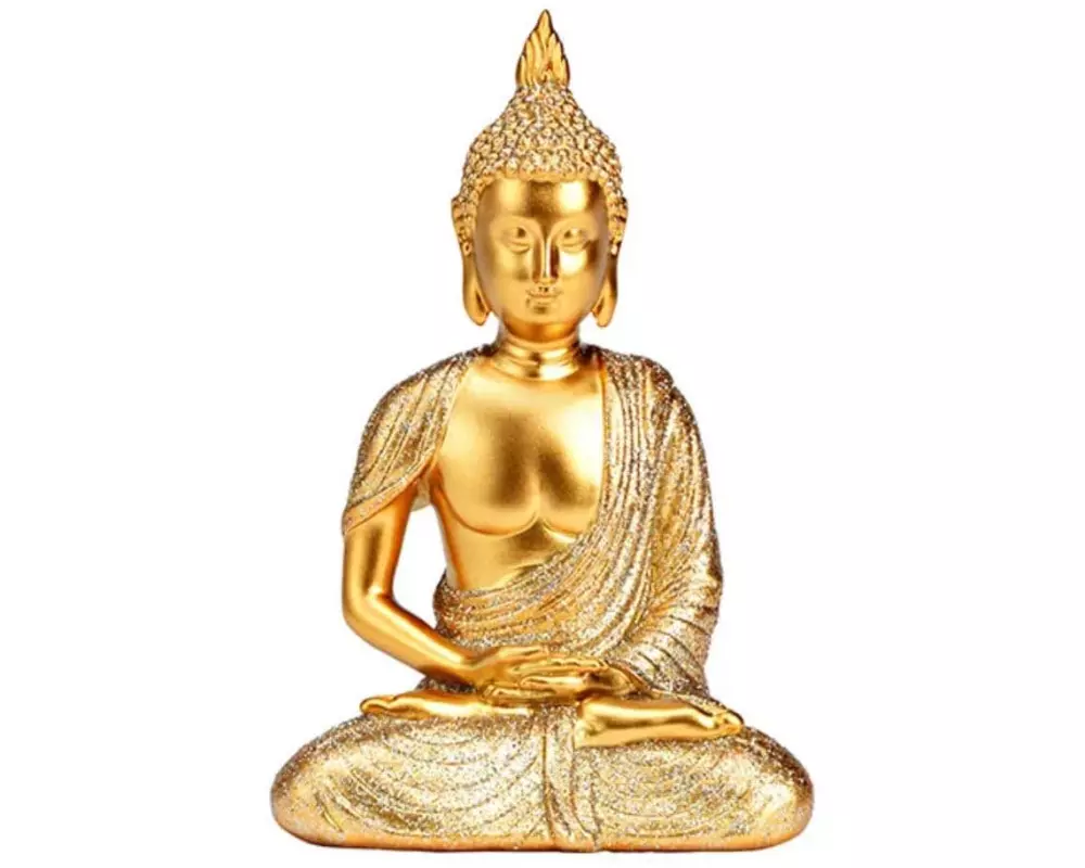 G. Wurm Dekofigur Buddha mit Glitter Gold