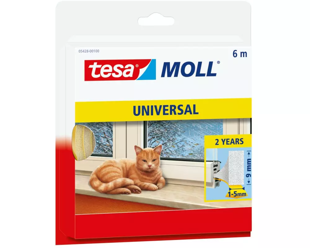tesa Universal Schaumstoff 6 m x 9 mm, Weiss