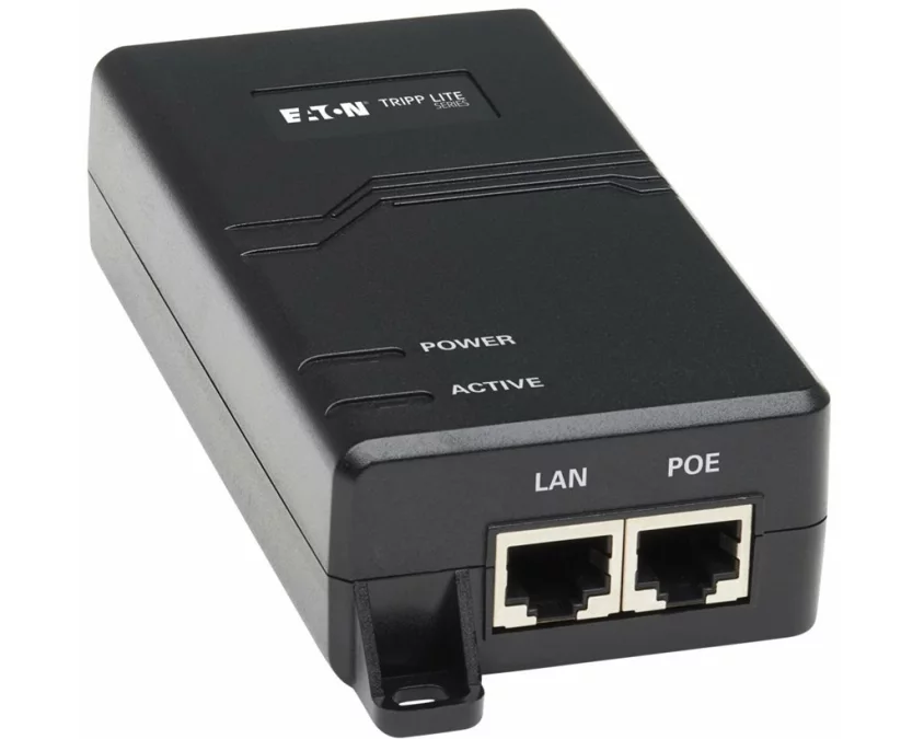 EATON TRIPPLITE Gigabit, PoE+, Midspan, Active, Injector, IEEE, 802.3at/802.3af, 30W, 1, Port, International, Plug, Adapters