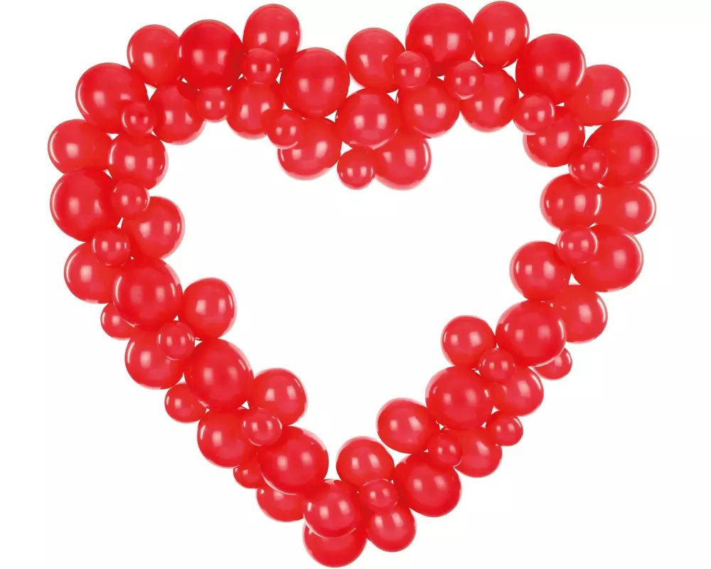 Partydeco Luftballon Herz Rot, 166 x 160 cm, 68 Ballons