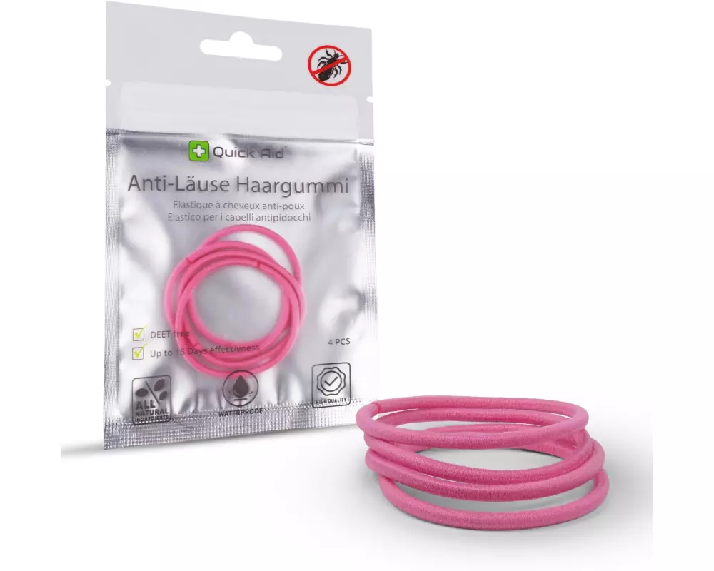 Quick Aid Insektenabwehr Anti-Läuse Haargummi pink 4 Stück
