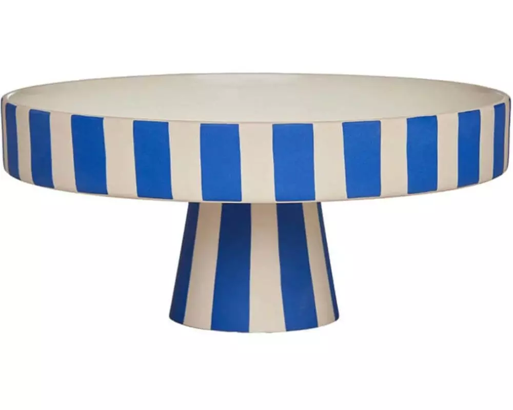 OYOY Dekoschale Toppu Tray Ø 20 cm, Blau/Weiss