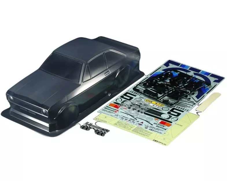 Tamiya Karosserie Ford Escort MkII, unlackiert, 1:10