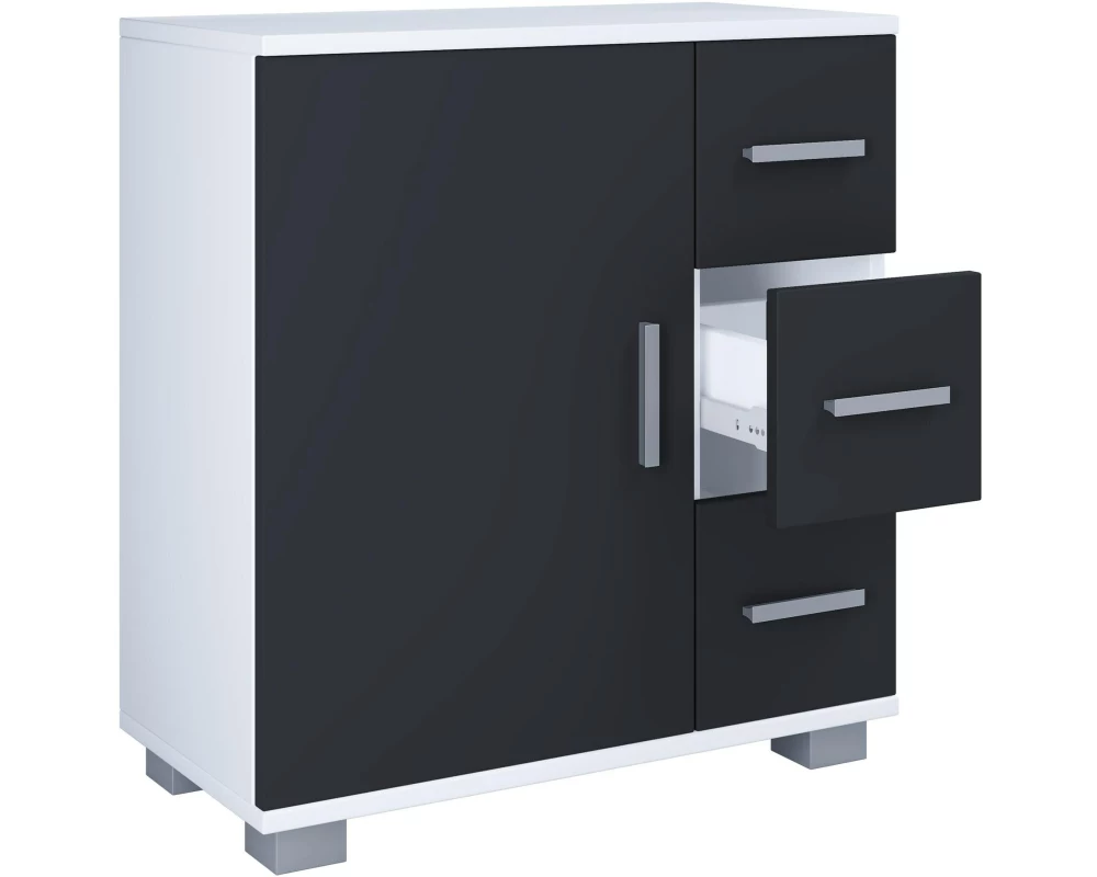 VCM Badezimmerregal Zalo XL 60 x 65 cm, Weiss/Schwarz