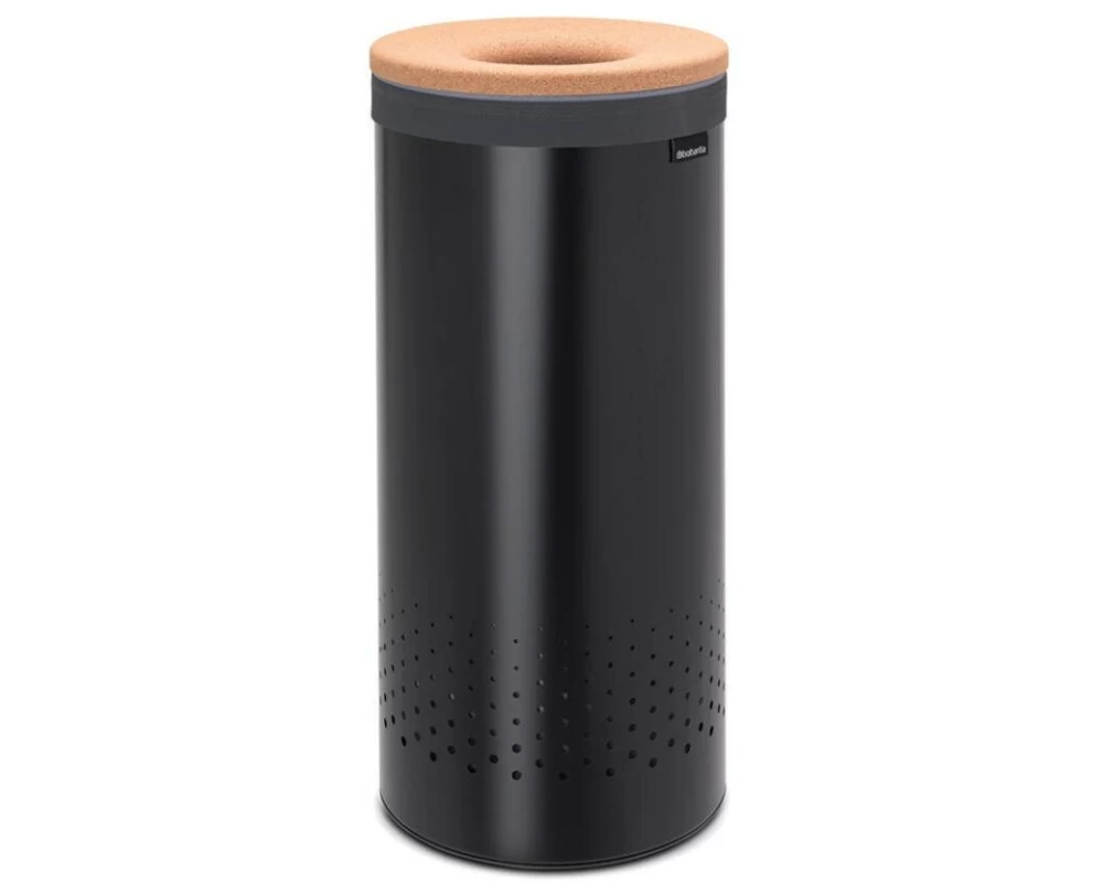 Brabantia Wäschesammler mit Korkdeckel, 35 Liter, Schwarz