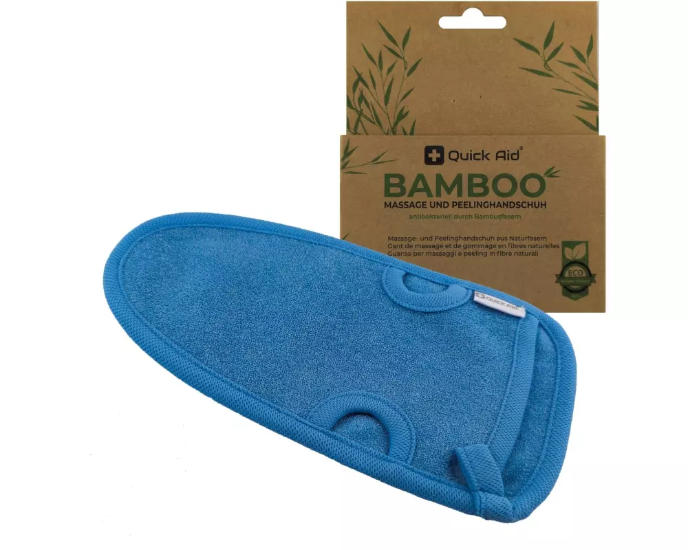 Quick Aid Massage- und Peelinghandschuh 12 x 22 cm, Blau