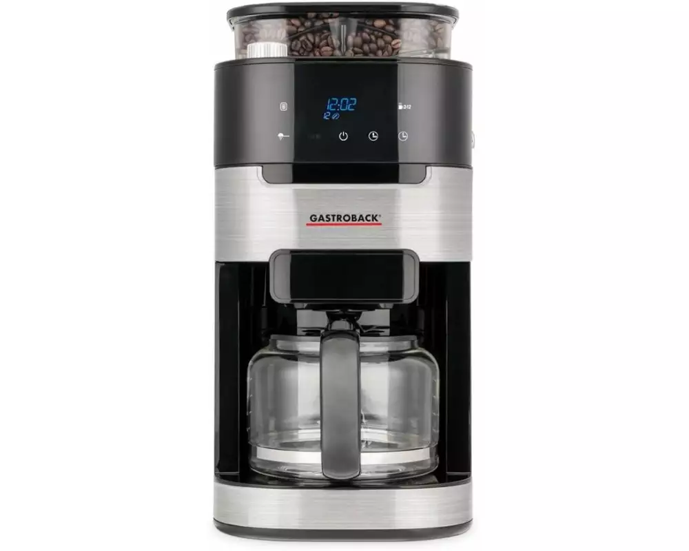 Gastroback Filterkaffeemaschine Grind & Brew Pro Thermo Schwarz/Silber