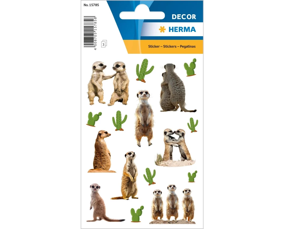 Herma Stickers Motivsticker Erdmännchen 3 Blatt mit je 16 Stickern