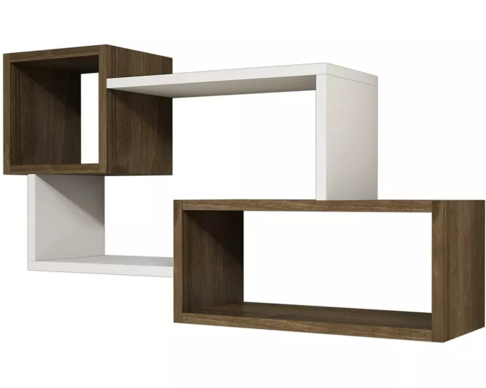 Woody Fashion Wandregal Afro Weiss/Walnuss