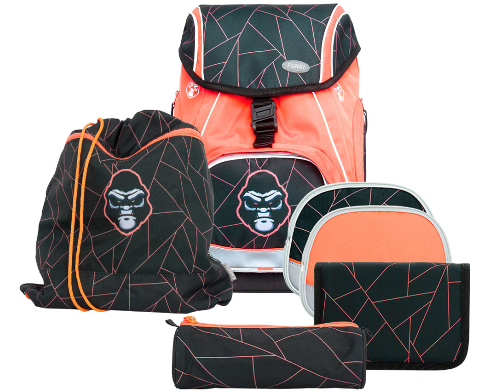 FUNKI Schulthek-Set Flexy-Bag 6040.612 Neon Edition Gorilla 6-teilig