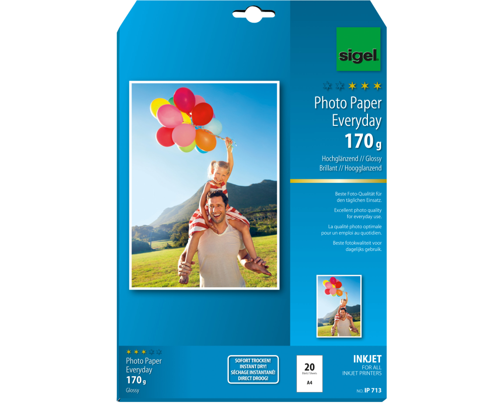 SIGEL InkJet Photo Paper Everyday A4 IP713 170g glossy 20 Blatt