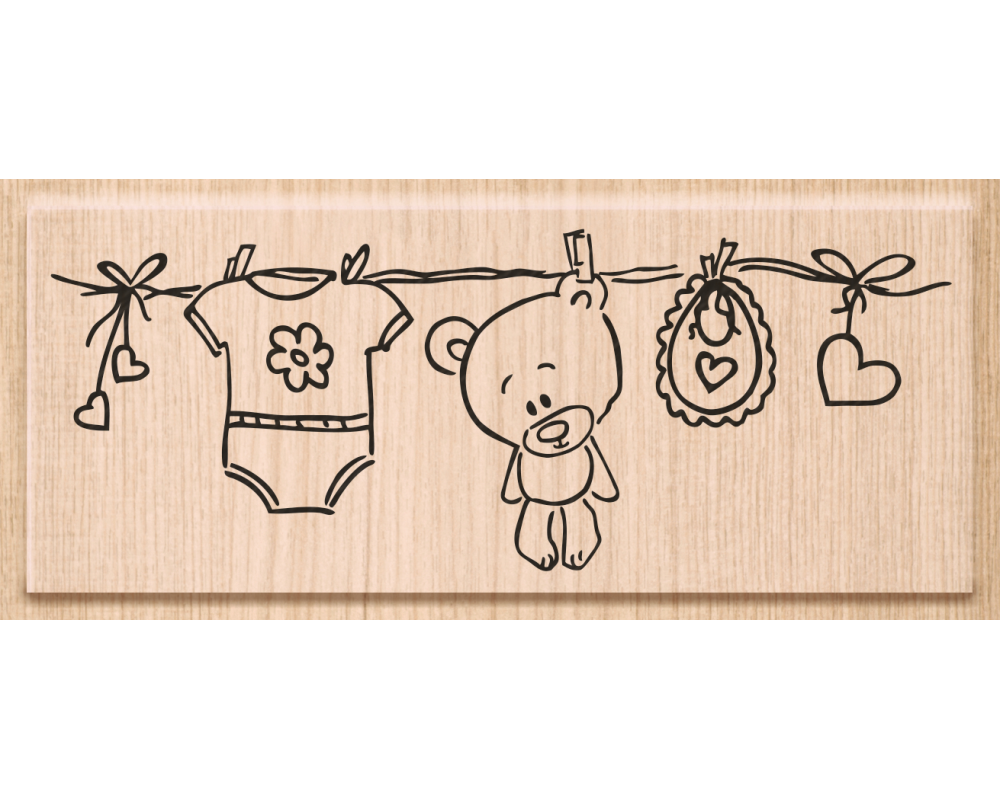 HEYDA Stempel Wäscheleine 10x3.8cm 211801202 Holz matt