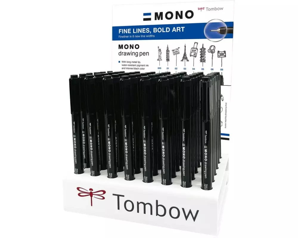 Tombow Fineliner MONO drawing pen 8 x 6 Stück, Schwarz