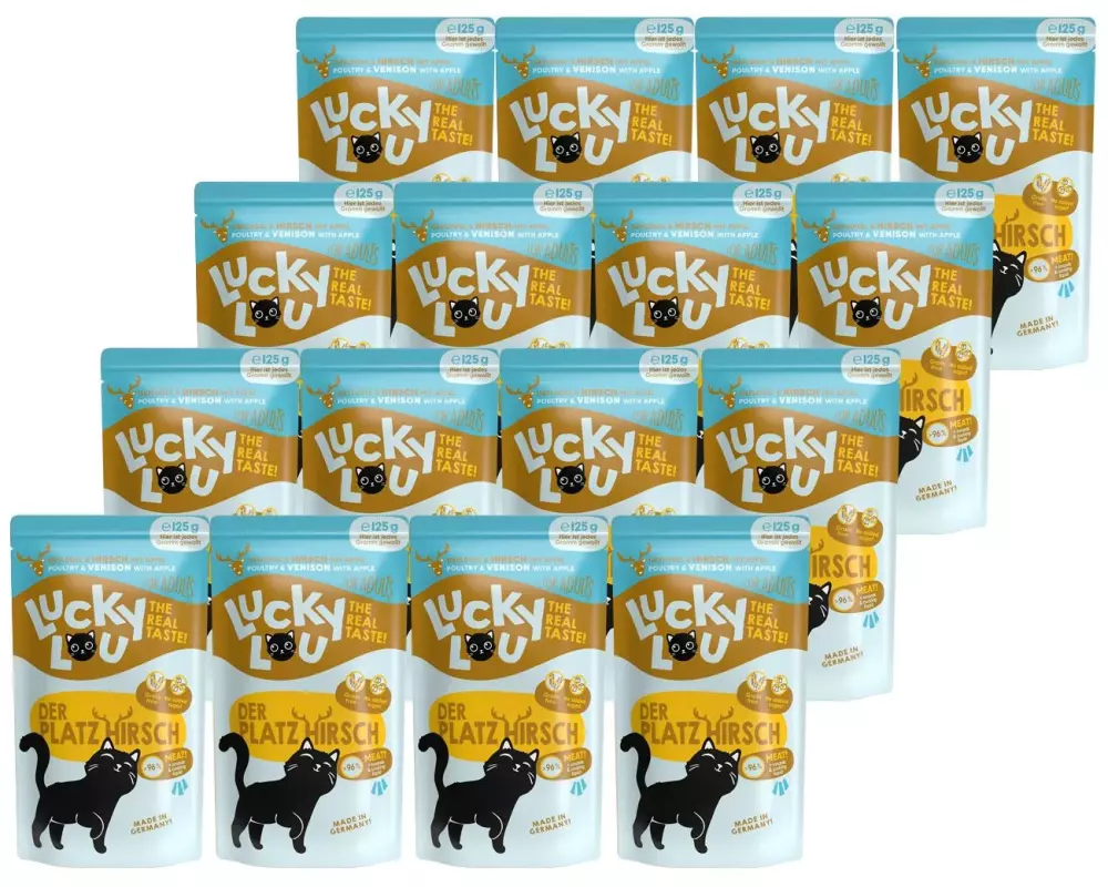 Lucky Lou Nassfutter Lifestage Adult Geflügel & Hirsch, 16 x 125 g