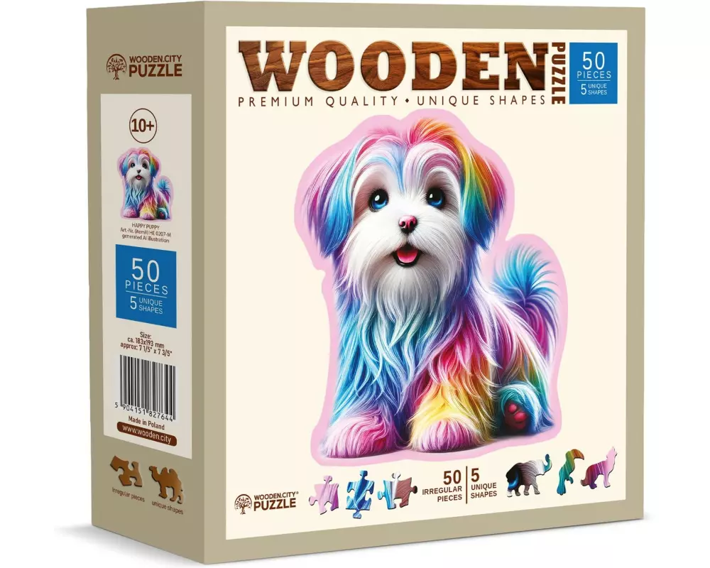 Wooden City Holz-Puzzle Happy Puppy M 50 Teile