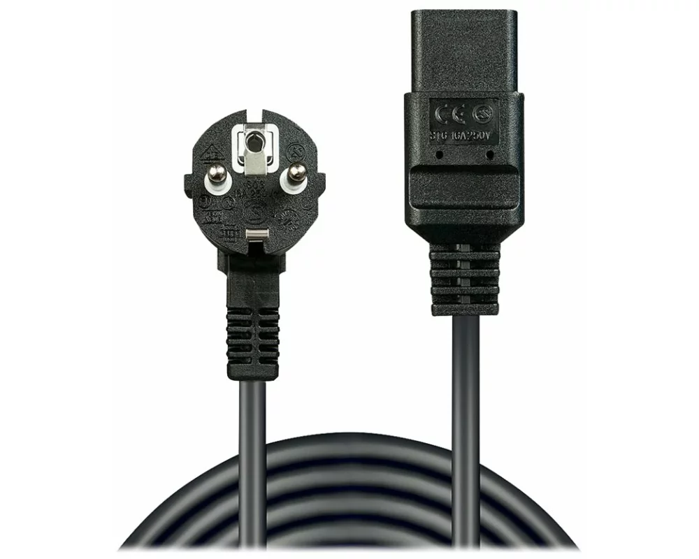 LINDY Schuko to IEC C19 Mains Cable 2m for IEC cold device connections up to 16A