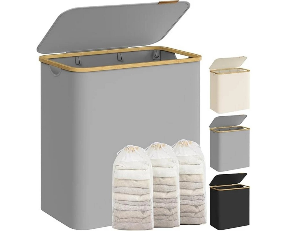 Songmics Wäschekorb 130 l, Grau
