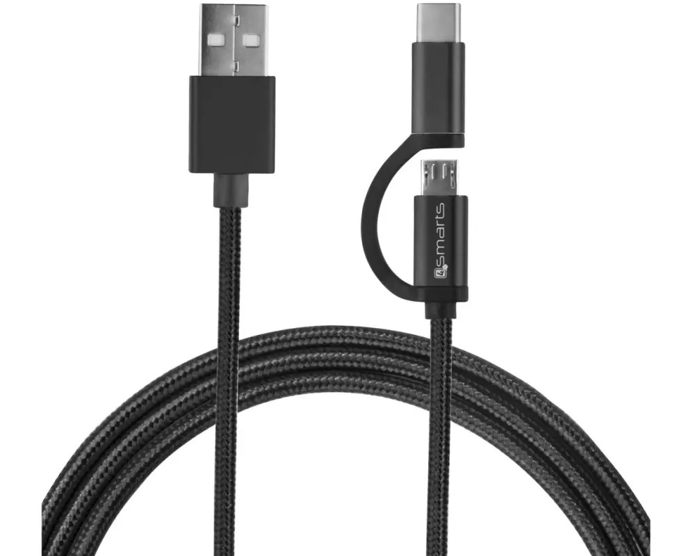 4smarts USB-Kabel 2A USB A - Micro-USB B/USB C 1 m