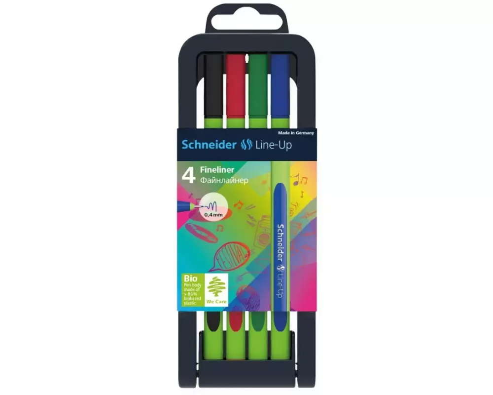 Schneider Fineliner Line-Up 0.4 mm, Mehrfarbig, 4 Stück