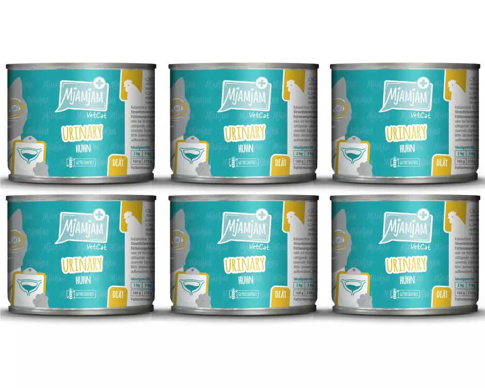 Mjamjam VetCat Nassfutter Urinary Huhn, 6 x 200g