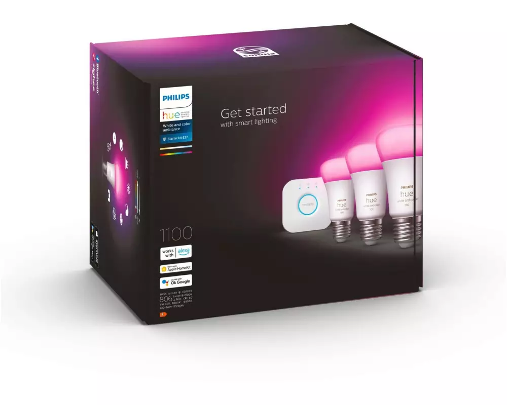Philips Hue Starterset White & Color Ambiance, 3 x E27, 75 W