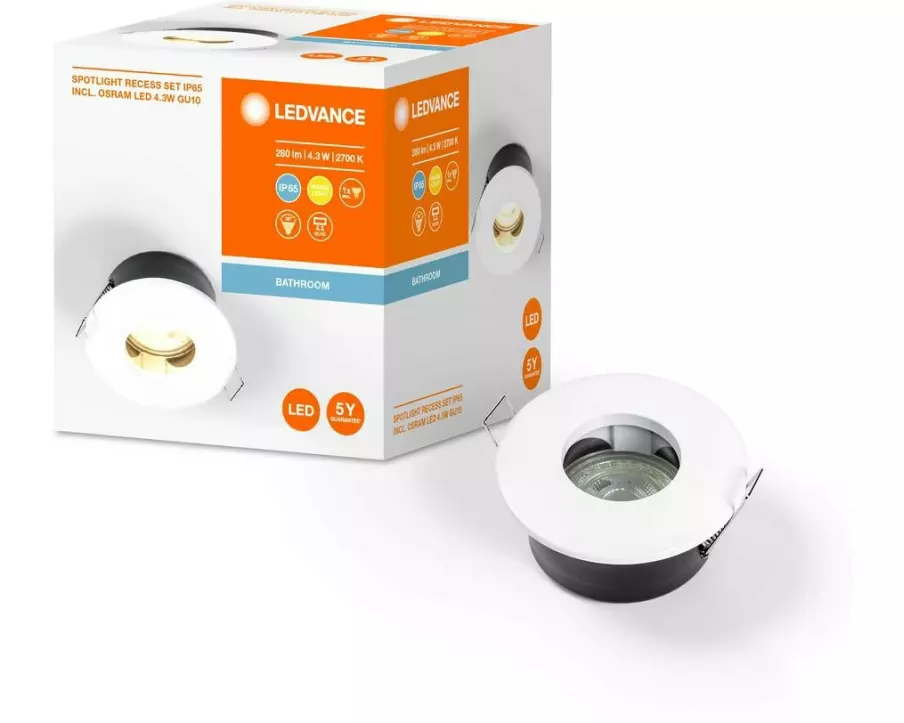 Ledvance Einbauspot Downlight Twistlock, GU10, 4.3W, 2700K, Weiss