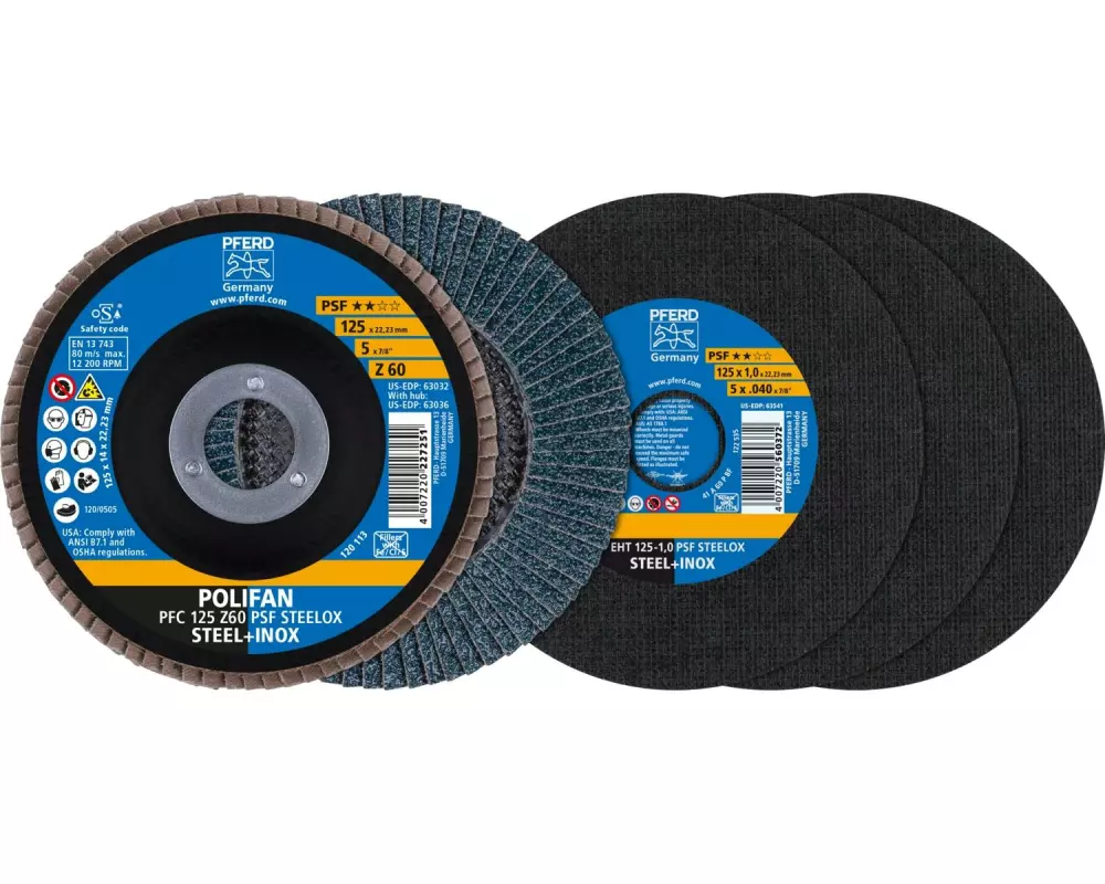 Pferd Trenn-/Fächerscheiben EHT 125, 22.23 mm, Set