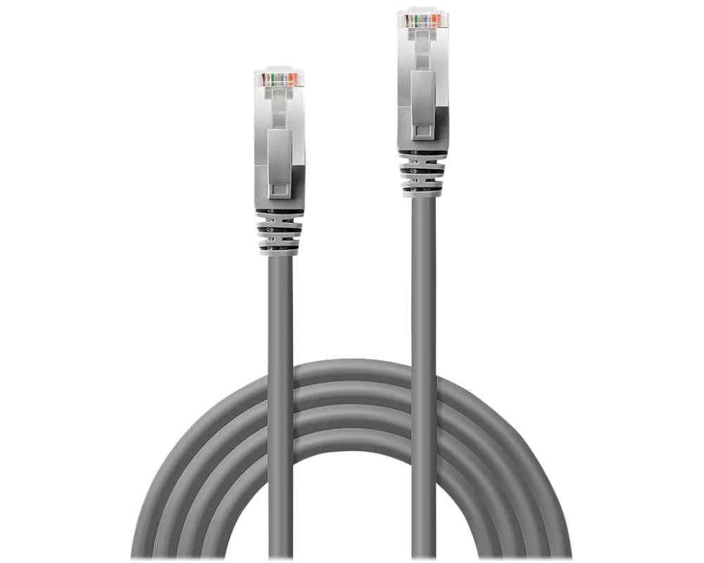 LINDY Patch Cable, Cat6, S/FTP, RJ45-RJ45, 50m, grey, LSOH, PIMF, including Testprotocol, snagless