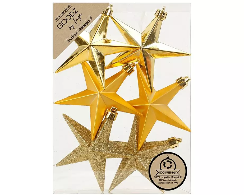 INGES CHRISTMAS DECOR Sterne Gold 10 cm 6 Stück