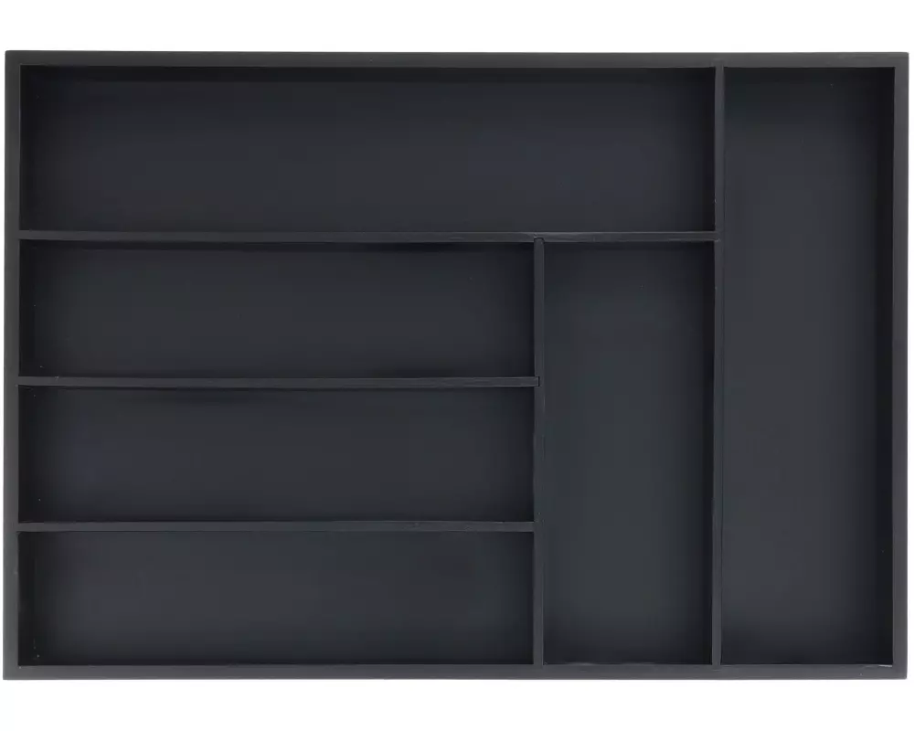 relaxdays Besteckkasten 6 Fächer Schwarz