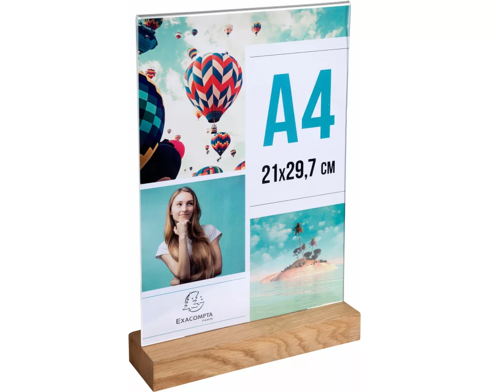 EXACOMPTA Tischaufsteller A4 84258D transparent, holzs. hoch